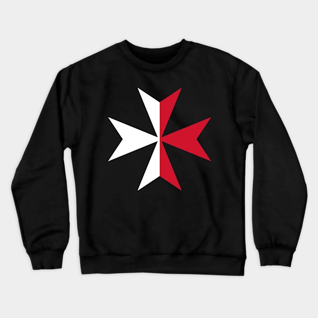 Maltese Cross - White and Red Crewneck Sweatshirt by Justice and Truth